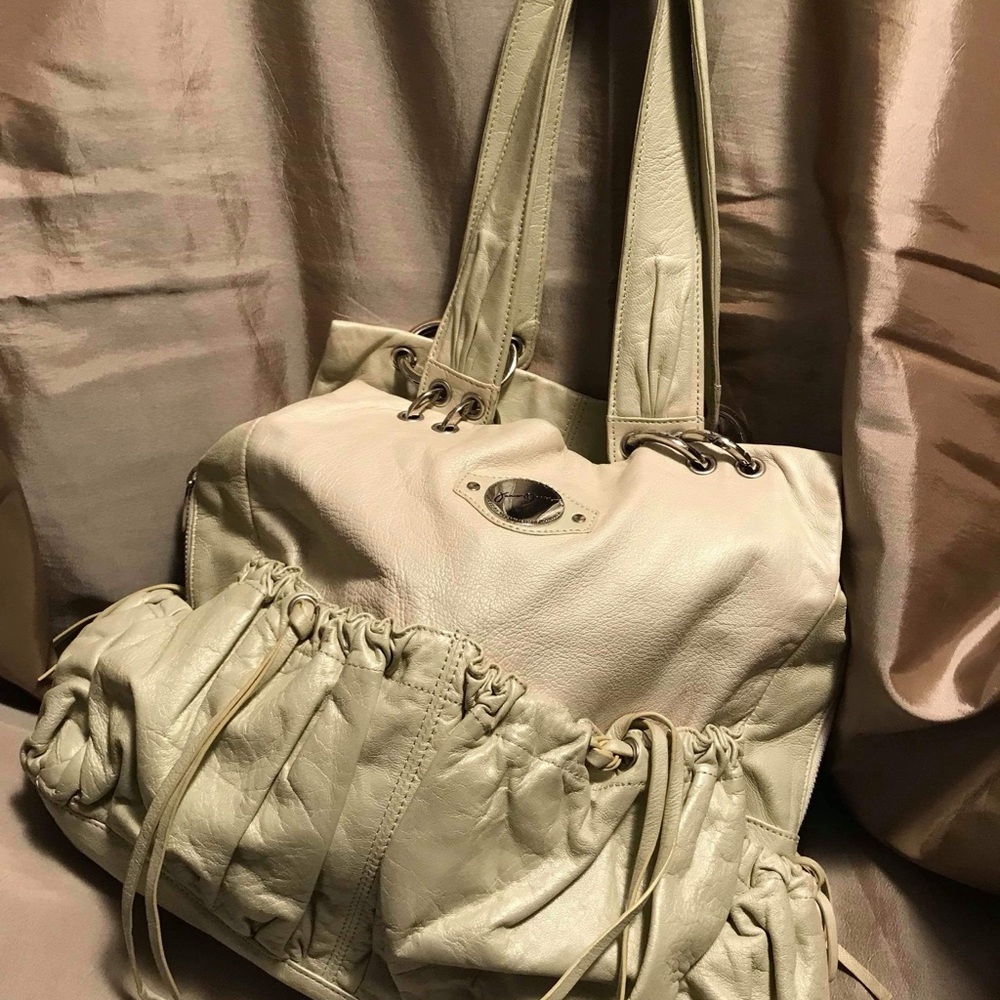 Elegant Cream Leather Tote Bag